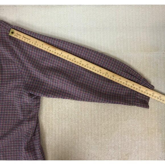 Koret City Blues Button Up Top Women Size 20W Purple Blue Checked Embroidered - Picture 10 of 13